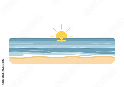 Serene Sunrise Over a Calm Ocean Horizon With Sandy Beach Shoreline