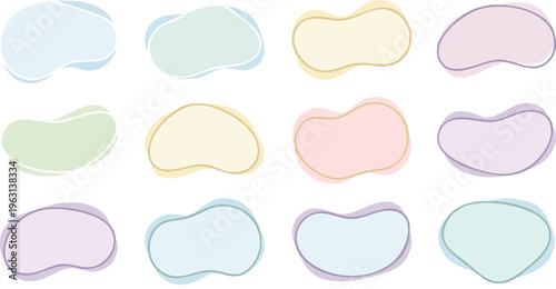 Colorful abstract shapes in various pastel shades and outlines