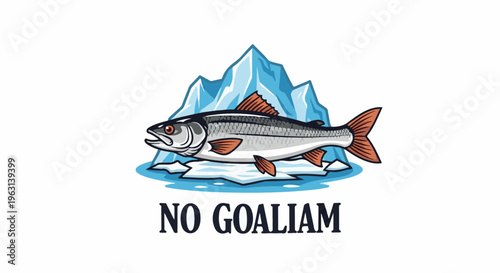 Fish on ice, with text "NO GOALIAM" below