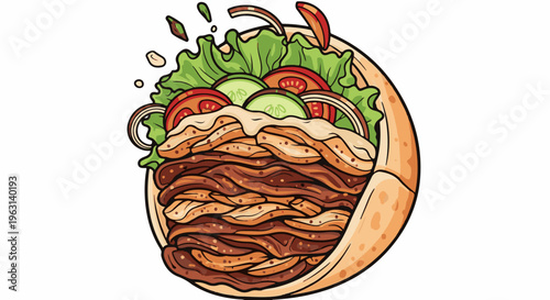 Delicious shawarma wrap bursting with juicy meat and fresh vegetables