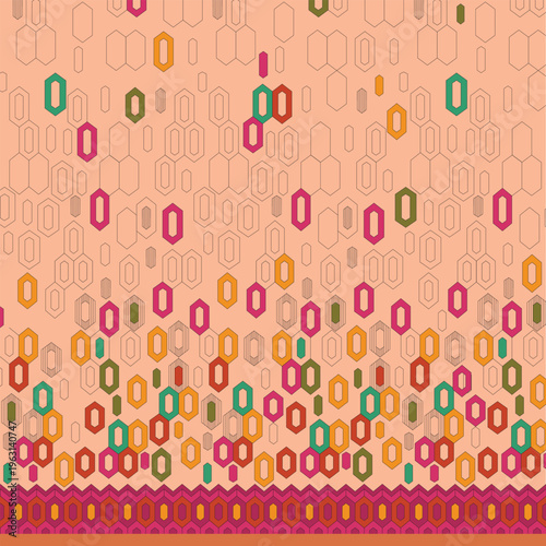 Colorful Abstract Hexagon Pattern with Decorative Border