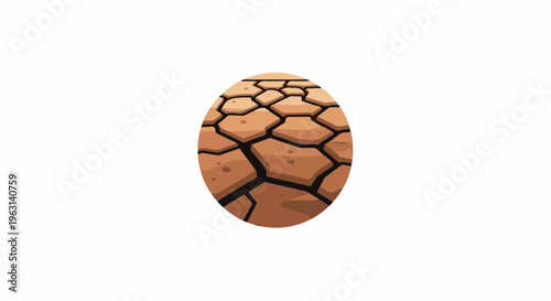 Cracked dry earth texture in an oval shape