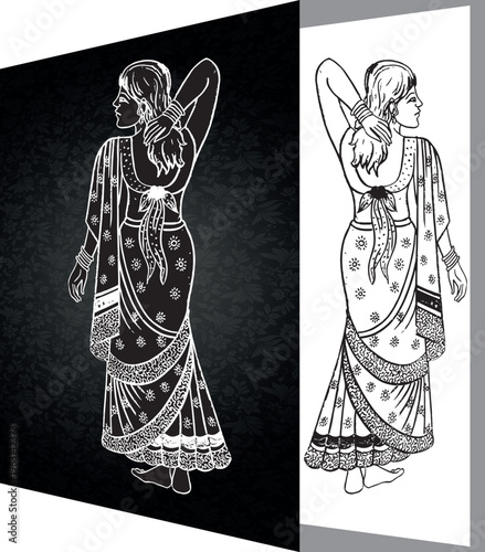 Sketch. Beauty girl face Hand drawn sketch on a white background. Beautiful fashion girl. Vector illustration.