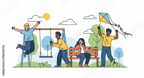 Diverse group enjoys a sunny day at the park with games and relaxation