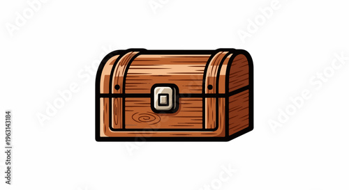 Detailed wooden chest with metal latch, perfect for storage