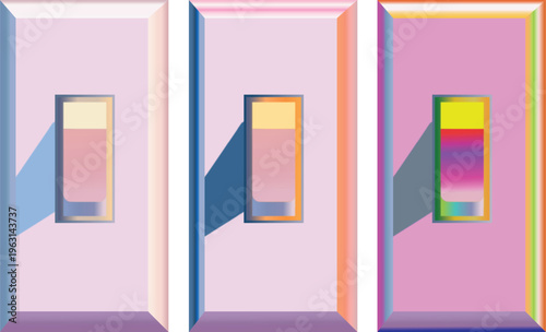 Set of Modern Light Switches in Pastel Colors and Gradients