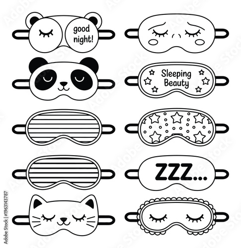 Collection of cute and decorative sleep masks with various