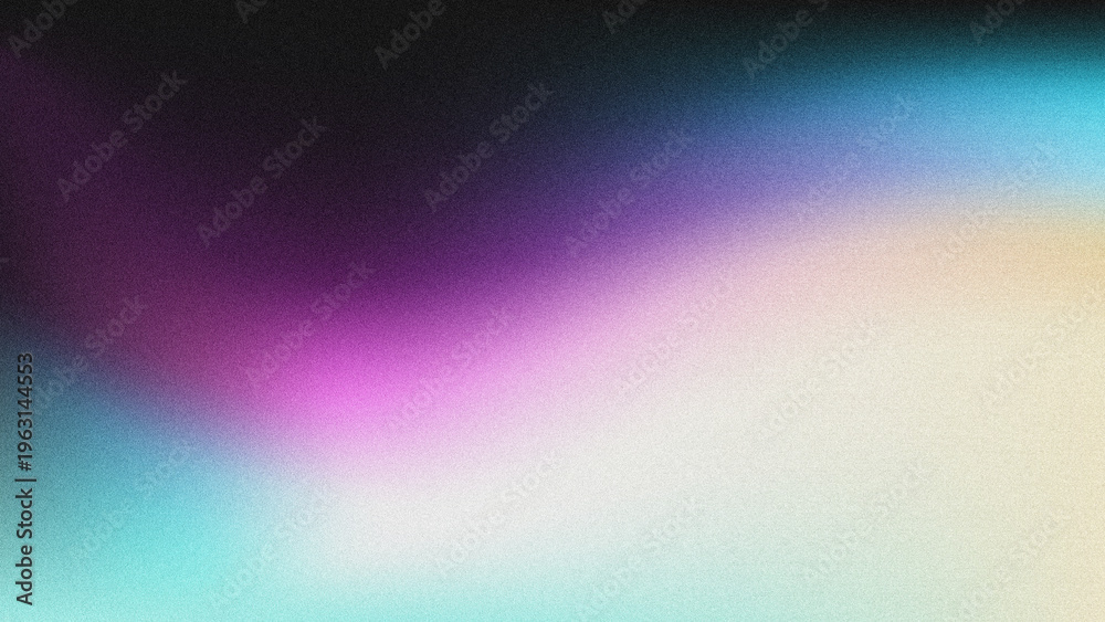 Fototapeta premium A soft, grainy abstract gradient background blending deep purple, vibrant magenta, cool cyan, and warm beige tones.