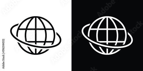 Creative sports icon showing a soccer ball with a planetary ring. Symbolizes global sports, international football tournaments, world cup events, and athletic networking.