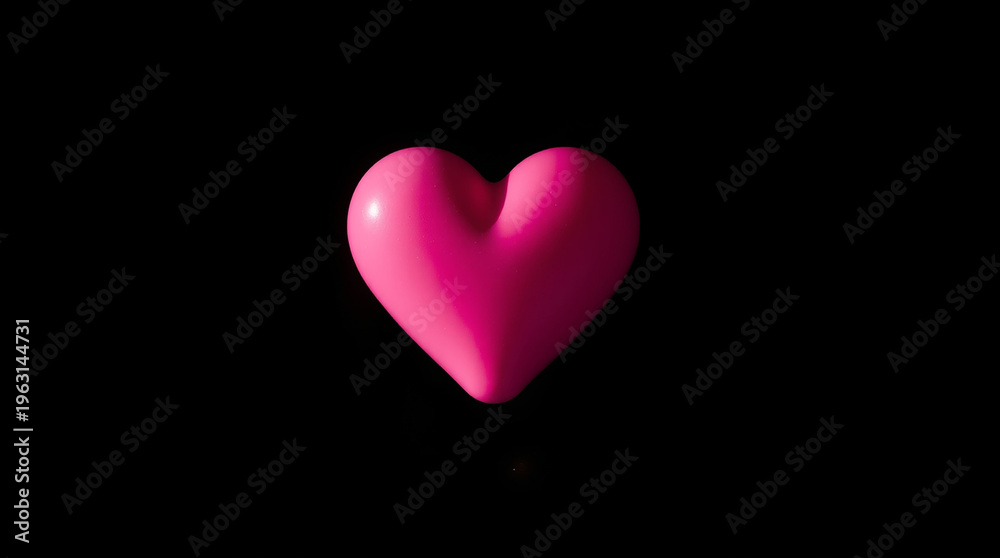 Fototapeta premium Eerie, creepy atmosphere, warm terracotta and cool teal, bright lens flare, light streaks, vibrant colors, dark tones, unsettling details of a pink heart against a black background with a magical ligh