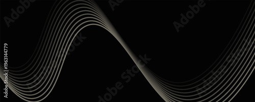 The black background features thin, curved lines in gold and white that run horizontally, giving the image a luxurious and slightly moving look. This piece feels elegant and easy on the eyes