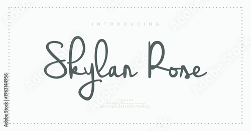 Skylan Rose, Script typography beauty fashion elegant minimalist serif italic fonts decorative wedding vintage retro logos. Minimal luxury font alphabet logo. Vector illustration
