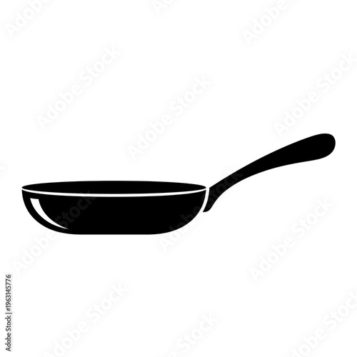 Black Frying Pan Kitchen Cookware Silhouette Icon


