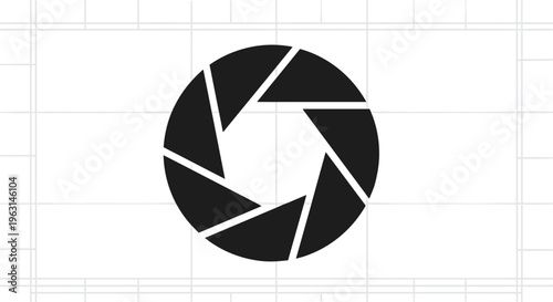 Camera shutter icon graphic symbol.