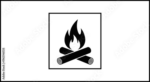 Campfire Icon Black and White.