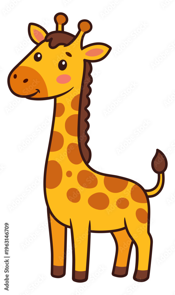 Obraz premium Giraffe Cartoon Illustration. Cute Giraffe cub clipart