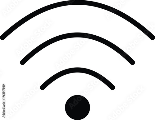 WiFi Signal Icon Vector Minimal Black Wireless Network Symbol Isolated on White Background