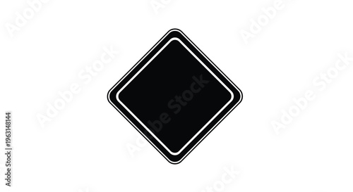 Black diamond warning sign with a white border stark silhouette
