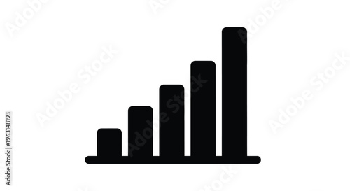Ascending bar graph depicting growth simplified black form silhouette