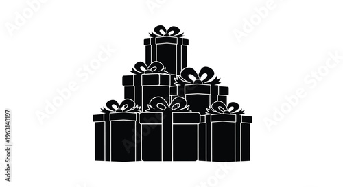 A large stack of gift boxes elegantly arranged as a silhouette