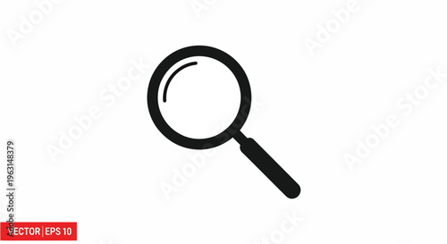 Black magnifying glass icon for search and investigation purposes online