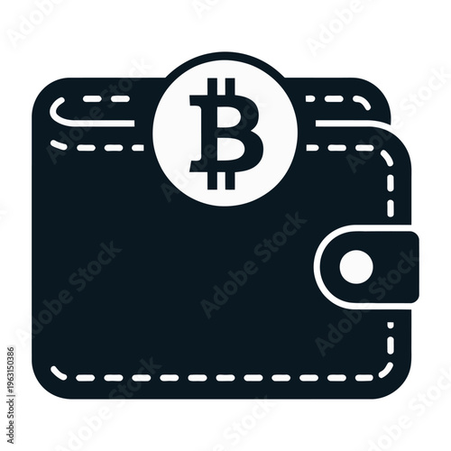 Vector of a wallet with a bitcoin symbol for digital currency transactions