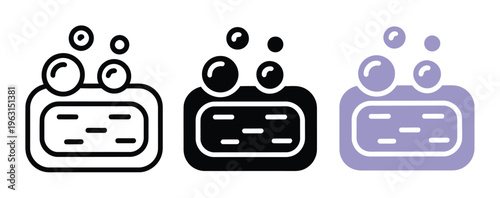 Three of Soap Bars with Bubbles in Different Styles