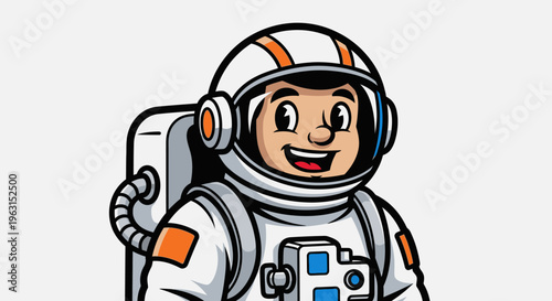 Astronaut in spacesuit smiling vector illustration isolated on white