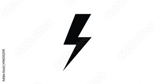 A stark black lightning bolt against a white background silhouette