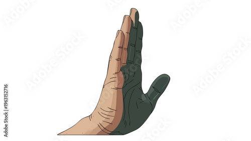 Stop Hand Symbol, Human Palm Gesture for Warning, Halt, and Rejection