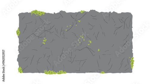 Textured Grey Stone Wall with Green Moss Overlay - Rustic Background Element