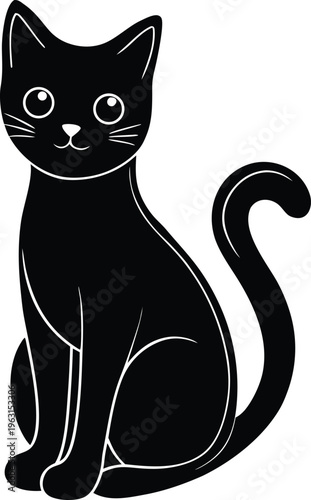Sitting Black Cat Pet Animal Silhouette Icon