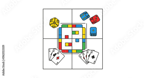 Board Game with Cards and Tokens.