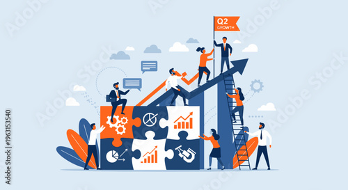 Business people working together climbing growth.