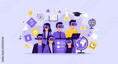 Business people wearing virtual reality.