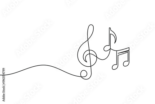 Music note continuous line art illustration for world music day concept