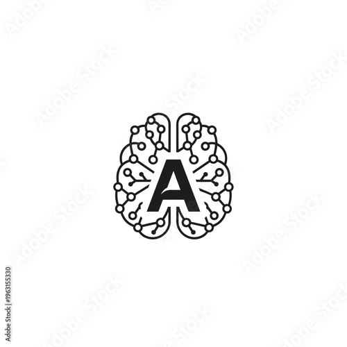 Brain with letter A symbol.