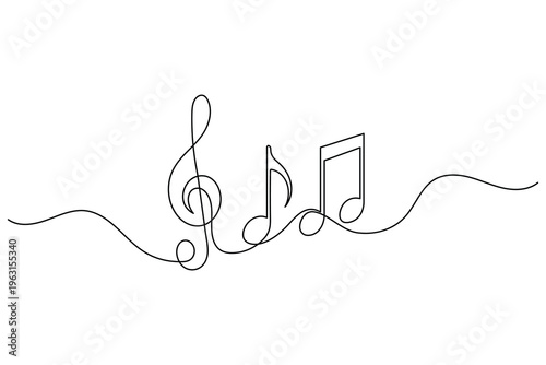Music note continuous line art illustration for world music day concept