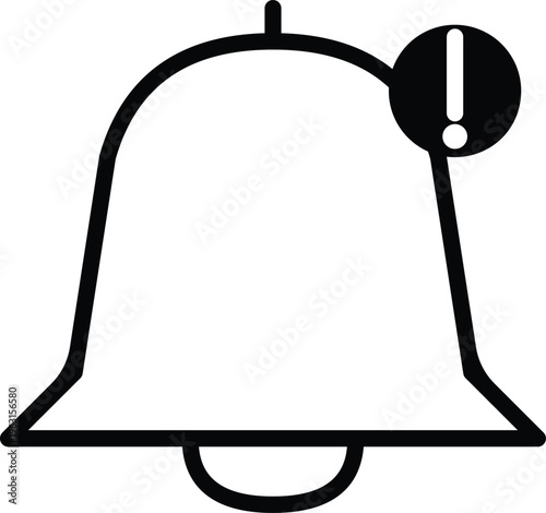 Notification Bell Icon with Alert Symbol Vector | Reminder, Alarm and App Notification UI Icon