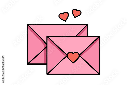 Charming Vector Illustration of Pink Love Letters with Heart Details for Romantic Greetings and Messages
