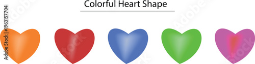 Colorful Heart Shapes Collection, Gradient Love Elements Set, Romantic Multicolor Heart Graphics, Valentine Design Assets