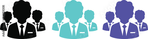 A group of business people in different colors standing together