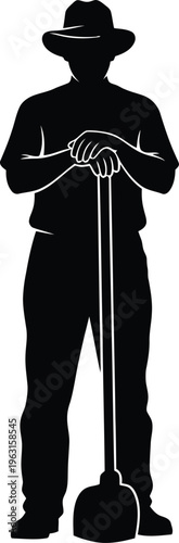 Silhouette of a man in a hat holding a microphone