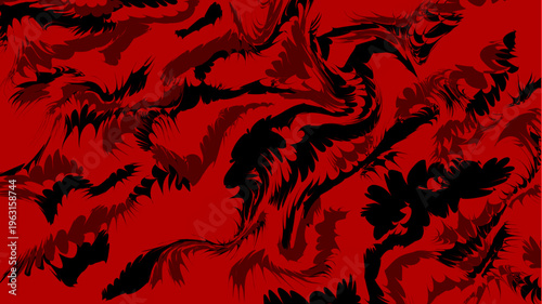 Dynamic Flow in Crimson: An abstract artwork composed of flowing, swirling patterns in shades of crimson and black, creating a visually compelling and energetic composition.
