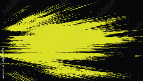 Konstfotografi Yellow brush strokes on black background graphic design element for creative pro