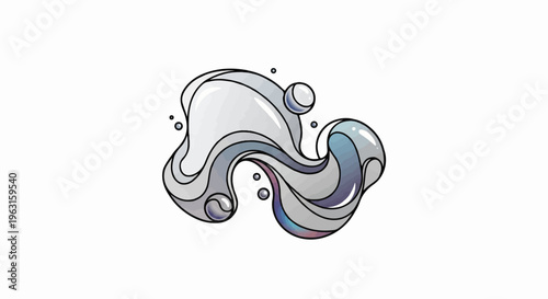 Abstract fluid shape with smooth curves and soft gradients, forming a dynamic flow