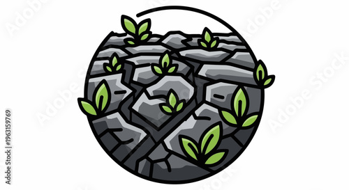 Cracked earth with sprouts growing, symbolizing resilience
