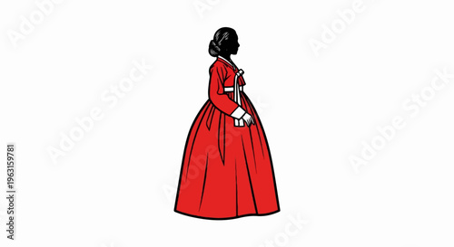 Elegant silhouette of a woman in a traditional Korean hanbok
