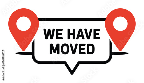 Relocation Notice Vector Illustration with Map Pins