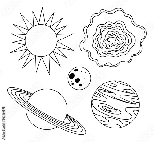 Solar System Vector Illustration with Planets and Sun
